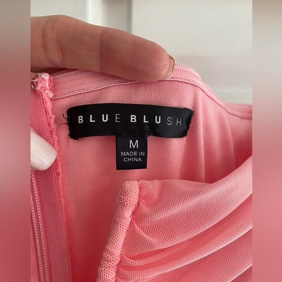 Blue Blush Women’s Pink Accordion Ruffle Strapless Cocktail/Formal Dress Size M - Picture 3 of 6